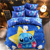stitch cartoon bedding set queen full size duvet cover sheet pillow case bed linen set