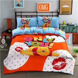 stitch cartoon bedding set queen full size duvet cover sheet pillow case bed linen set
