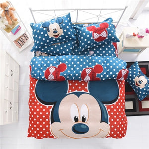 purple mickey children bedding set queen full single size duvet cover sheet pillow case bed linen set