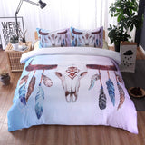 Svetanya Pillowcase+Quilt Cover 3pc Bedding Set (no Sheet) Dreamcatcher Feathers Print Bedclothes