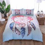 Svetanya Pillowcase+Quilt Cover 3pc Bedding Set (no Sheet) Dreamcatcher Feathers Print Bedclothes