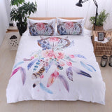 Svetanya Pillowcase+Quilt Cover 3pc Bedding Set (no Sheet) Dreamcatcher Feathers Print Bedclothes