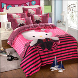 New Bedding Cartoon Hello Kitty cut Mouse 4pcs/3pcs Duvet Cover Sets Soft Polyester Bed Linen Flat Bed Sheet Set Pillowcase