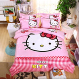 New Bedding Cartoon Hello Kitty cut Mouse 4pcs/3pcs Duvet Cover Sets Soft Polyester Bed Linen Flat Bed Sheet Set Pillowcase