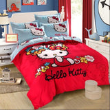 New Bedding Cartoon Hello Kitty cut Mouse 4pcs/3pcs Duvet Cover Sets Soft Polyester Bed Linen Flat Bed Sheet Set Pillowcase