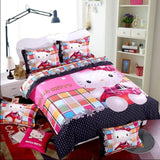 New Bedding Cartoon Hello Kitty cut Mouse 4pcs/3pcs Duvet Cover Sets Soft Polyester Bed Linen Flat Bed Sheet Set Pillowcase